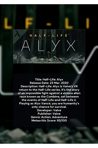 OEM Плакат Инфографика Half-Life: Alyx, Joc VR, Картон 250гр, А4