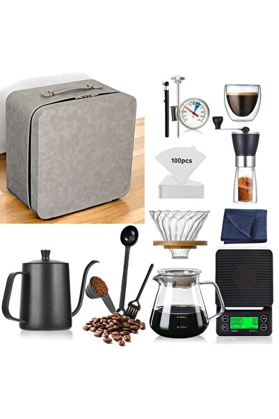 Generic طقم قهوة V60 - أدوات V60 - حقيبة V60 فاخرة بيضاء - طقم صنع القهوة بال...