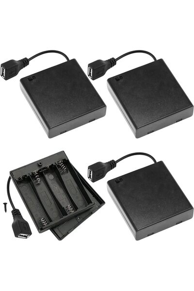 Generic 4 AA Battery Holder USB Switch, 4 PCS 6V USB Female Socket, Battery C...