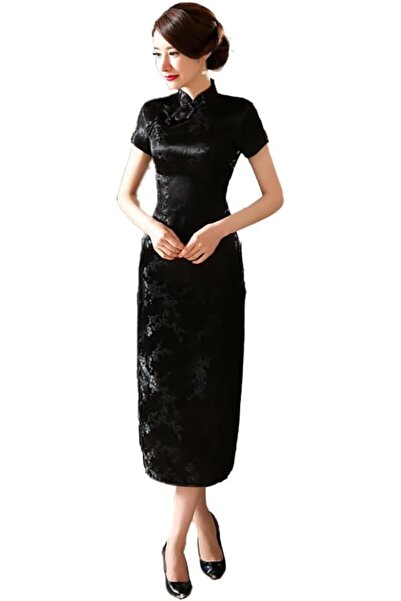 GENERAL STIOEDYUAN womens Women Cheongsam Long Dress Evening Short Sleeve Sli...