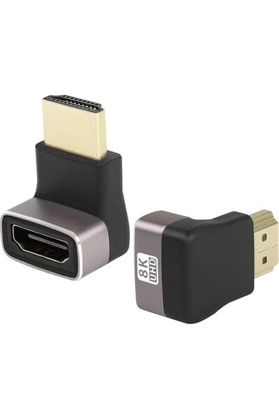EXCEFORE محول HDMI 2.1 بزاوية 90 درجة ذكر إلى أنثى، يدعم 8K@60Hz/4K@، عبوة من...