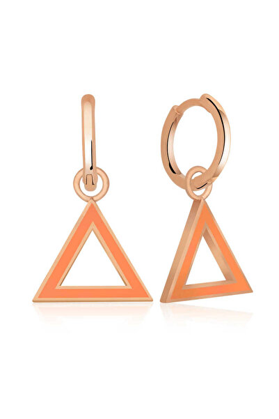 BlackCraft Silver Phosphorescent Orange Triangle Earrings