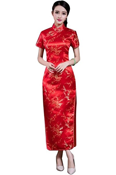 GENERAL STIOEDYUAN womens Women Cheongsam Long Dress Evening Short Sleeve Sli...