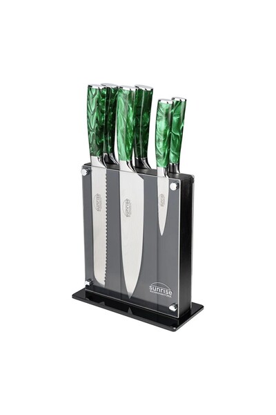 Grunwerg 7-piece Rockingham Forge Sunrise knife set, Emerald Green -
