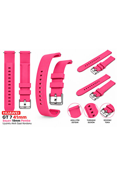 TCL MoveTime MT40 MT40X ve MT40SX Uyumlu Pembe 18mm Kauçuk Silikon Akıllı Çoc...