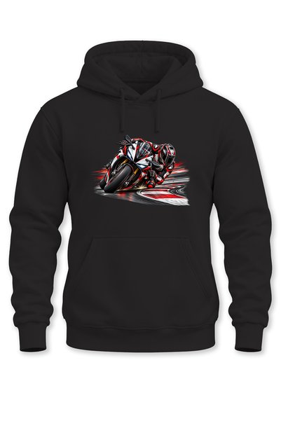 WİDİ Unisex Sportbike Motorcycle Printed Hooded Sweatshirt Race Track Rider D...