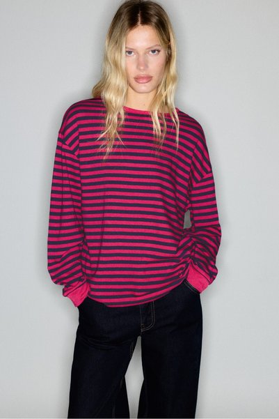 Pull & Bear Çizgili uzun kollu Tişört