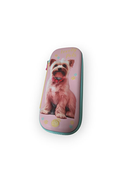 Lisinya Pencil Case with Zipper Embossed Dog Pattern
