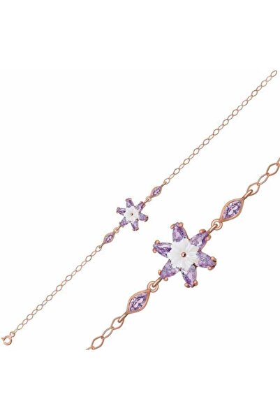 BlackCraft Rose Silver Lilac Zircon Lotus Bracelet