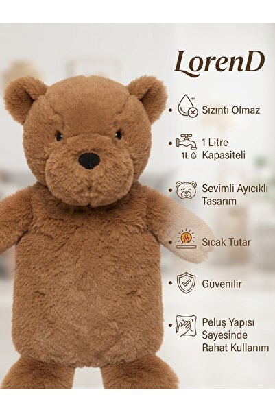Cute Bear Yumuşak Peluş Sıcak Su Torbası 1Lt Premium Seri Sevimli Ayı