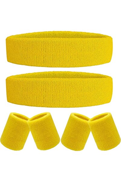 GENERAL 6 Pieces Sweatband Set Sports Headband Wristband Set, Moisture Wickin...