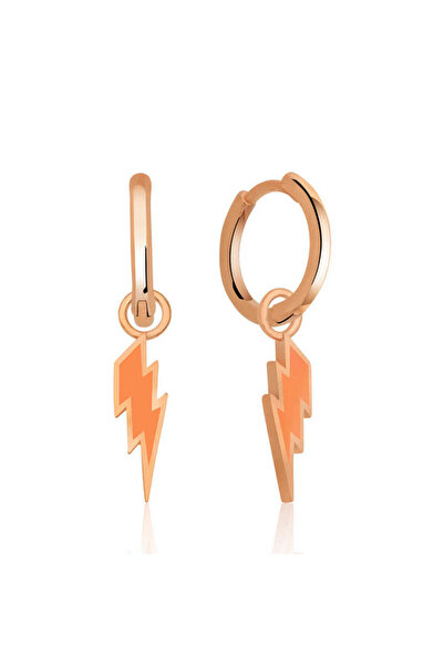 BlackCraft Silver Phosphorescent Orange Lightning Earrings