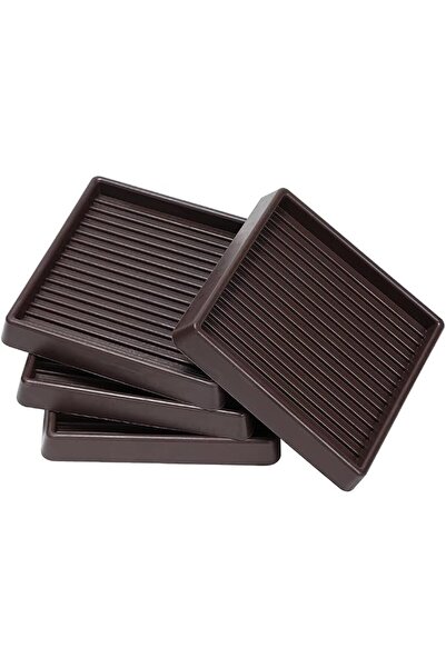 EXCEFORE 4 Pcs Anti Skid Caster Cups, 4x4 Square Rubber Furniture Caster Cups...
