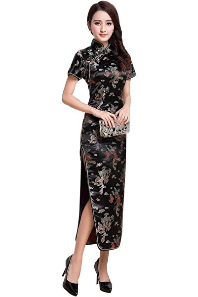 GENERAL STIOEDYUAN womens Women Cheongsam Long Dress Evening Short Sleeve Sli...