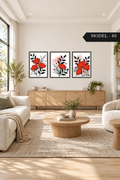 Akıllı Kağıt Adhesive Felt Painting - Poster Flower (Model- 48)