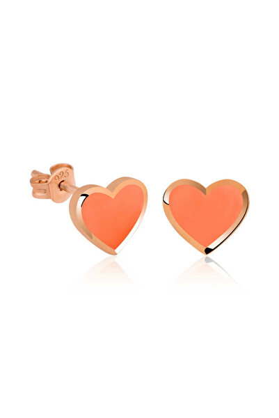 BlackCraft Silver Phosphorescent Orange Heart Earrings