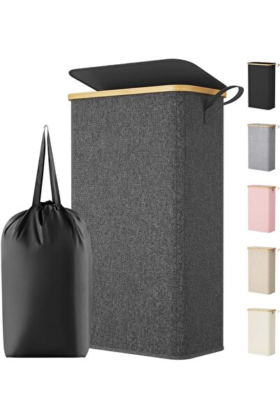 GENERAL Laundry Basket with Lid Narrow Laundry Hamper with Removable Bag and ...