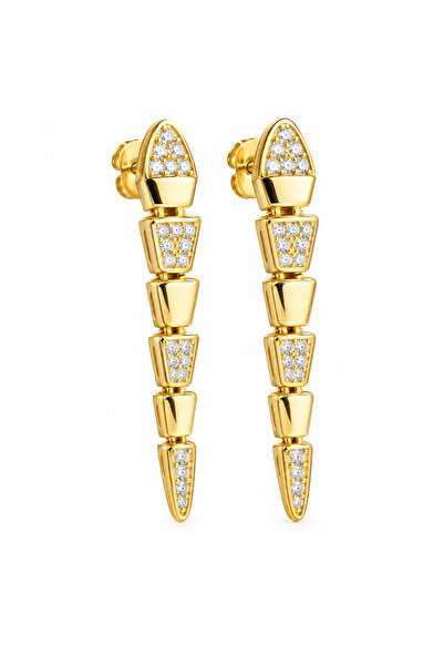 BlackCraft Silver Gold Zircon Stone Snake Women's Earrings