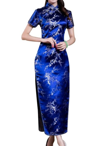 GENERAL STIOEDYUAN womens Women Cheongsam Long Dress Evening Short Sleeve Sli...