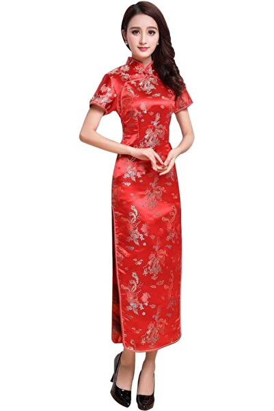 GENERAL STIOEDYUAN womens Women Cheongsam Long Dress Evening Short Sleeve Sli...