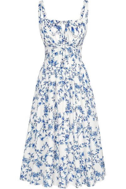 SCARLET DARKNESS womens Floral Print Square Neck Midi Sundress for Women Teen...