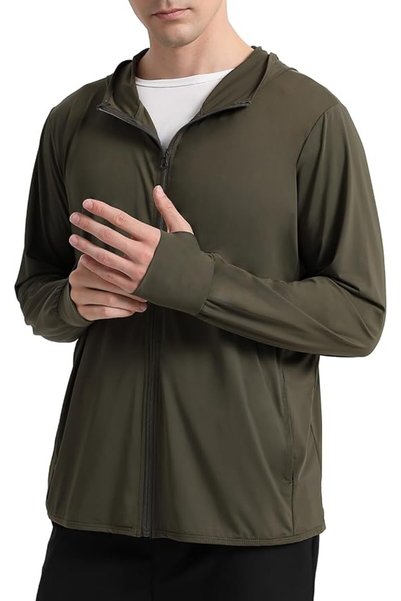 GENERAL Locachy Men's UPF 50+ Sun Protection Outdoor Lightweight Full Zip Hoo...