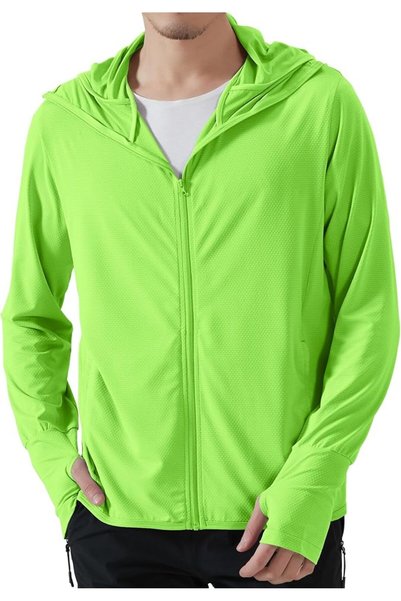 GENERAL Locachy Men's UPF 50+ Sun Protection Outdoor Lightweight Full Zip Hoo...