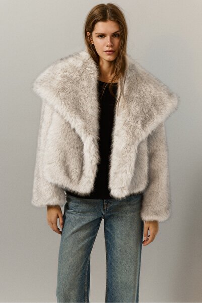 Pull & Bear Suni kürk kısa kaban