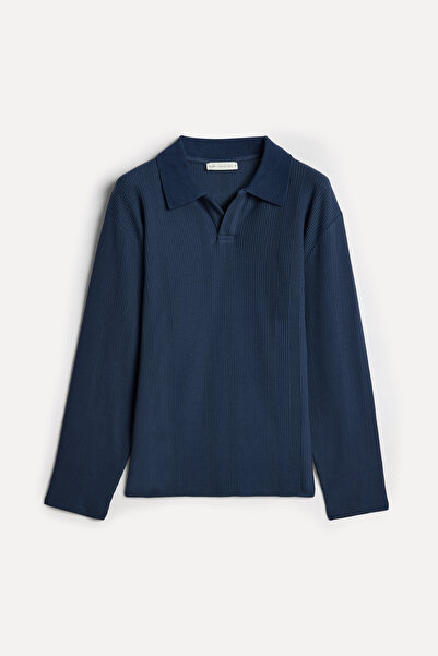 Mudo Erkek Lacivert Polo Yaka Sweatshirt