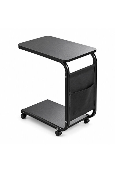 DealsReall Măsuță de cafea pentru laptop, portabilă, neagră, 40 x 30 x 60 cm ...