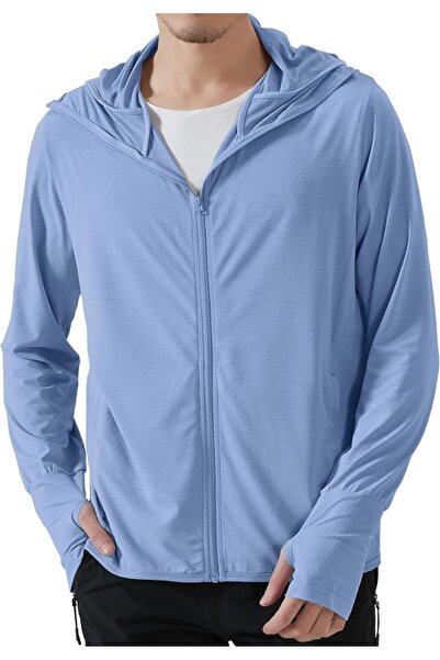 GENERAL Locachy Men's UPF 50+ Sun Protection Outdoor Lightweight Full Zip Hoo...