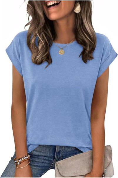 Zeagoo Womens Tops Summer Casual Cap Sleeve Tshirts Shirts Business Blouses