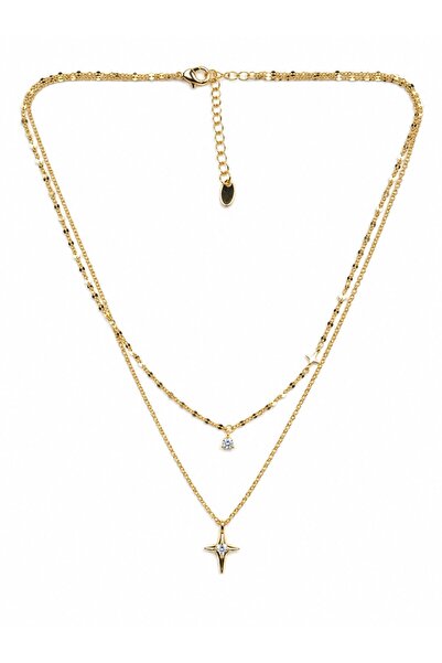 sacha Double Row Gold Necklace with North Star Figure