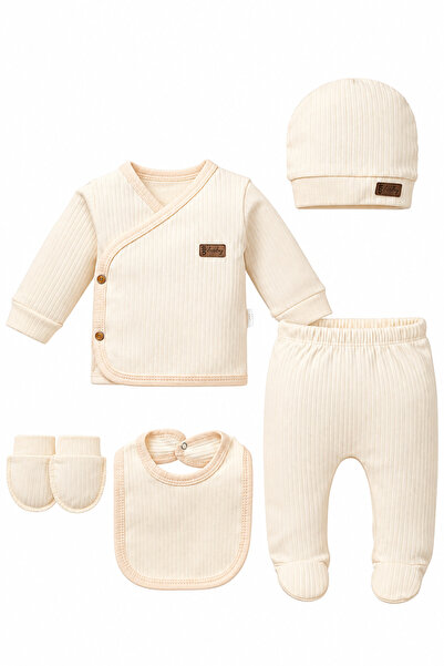 chic try unique Unisex Newborn 5-Piece Hospital Discharge Set 100% Cotton Rib...