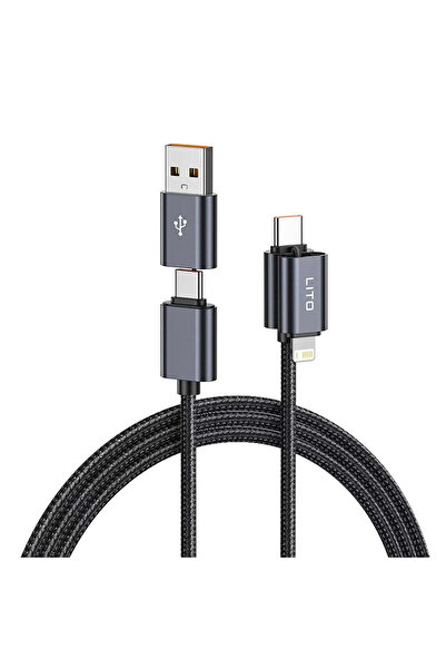 Lito Cablu Date si Incarcare USB-C / USB-A - USB-C / Lightning LD21, 100W, 1m...