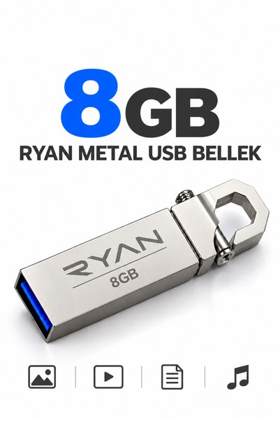 Ryan 8 Gb USB Flash Memory USB 2.0 Metal Keychain Data Traveler with Keychain