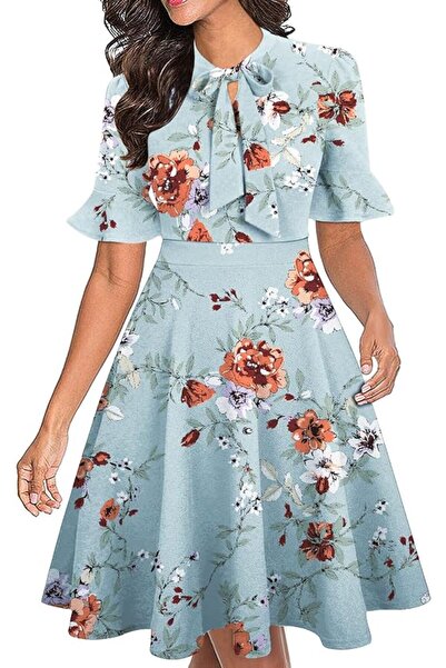 GENERAL Women Summer Floral Ruffle Sleeve Wear to Work Church Wedding Guest P...