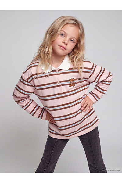 LC Waikiki Esvab • Modern & Distinctive Devrik Roba Collar Striped Girls' T-S...