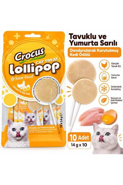 Lollipop Freeze-Dried Tavuklu & Yumurta Sarılı Kedi Ödülü 10 Adet