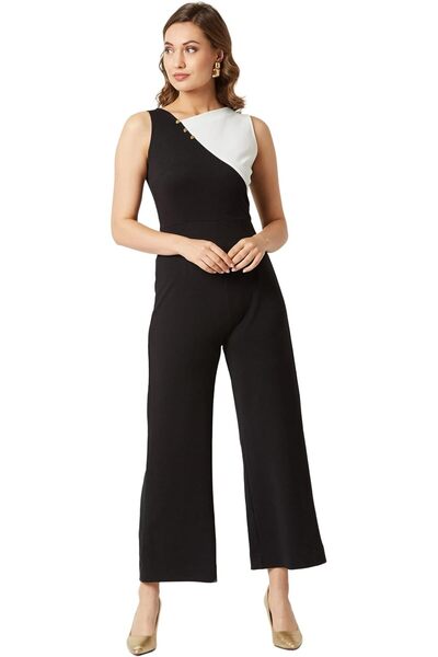 Generic Women's Asymmetric Sleeveless Polyknitted Solid Regular Length Jumpsu...
