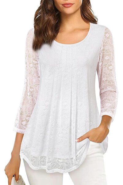 GENERAL VALOLIA Women's 3/4 Sleeve Tunic Tops Casual Loose Fit Floral Blouses...