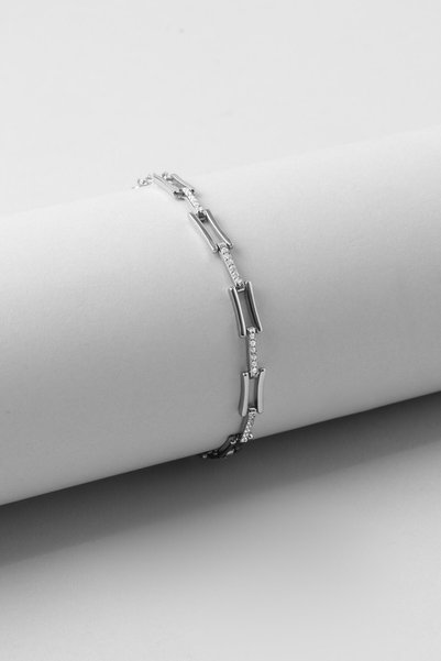 So CHIC... Amelia 18 Ayar Beyaz Altın Kaplama 19 Cm Gümüş Zincir Bileklik