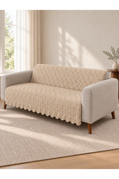 ferahome Şönil Jakar Dokuma Koltuk Örtüsü 175x215 cm Sakallı Kaymaz Yıkanabil...