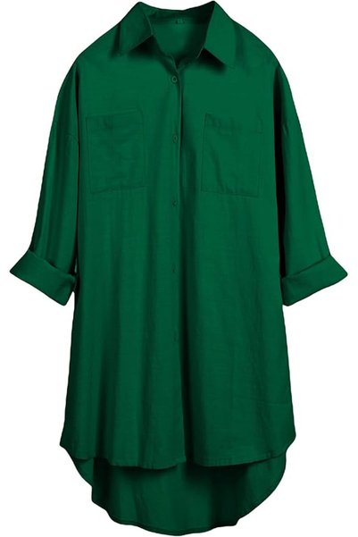 GENERAL Bianstore Women's Oversized Linen Shirts Blouses Tops Long Sleeve Hig...