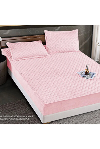 decorami Husa Matlasata Tip Topper din Catifea 160x200cm, cu 2 Fete de Perna ...