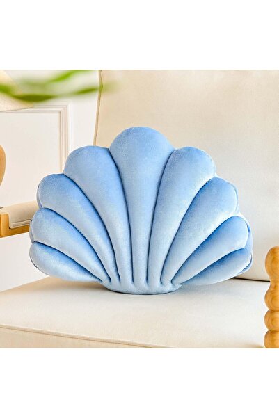 Generic Dusty Blue Seashell Throw Pillows, Shell Shaped Throw Pillows, 13 Inc...