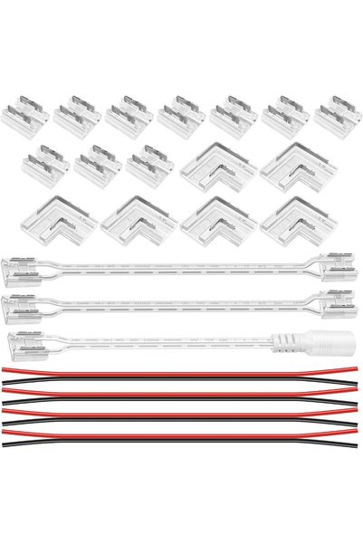 Generic 23PCS 8mm COB LED Strip Light Connectors Kit, 2-Pin Connector Set wit...