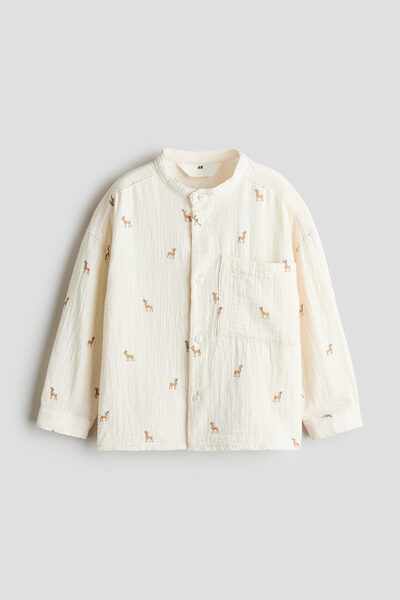 H&M Baskılı Muslin Hakim Yaka Gömlek
