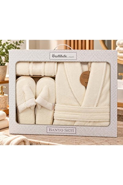 Özdilek Colourist Krem Kişisel Banyo Bornoz Seti (XL Beden)