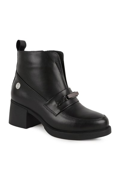Mammamia Women's Boots 26K-8675 Black Genuine Leather Metal Buckle Belted Thi...
